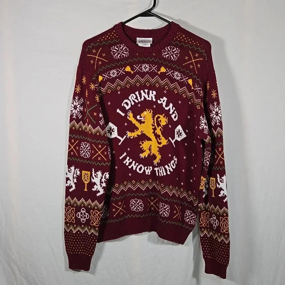 Game of Thrones Other - Game of Thrones Ugly Holiday Sweater Size XL Lanister, I Drink and I Know Things